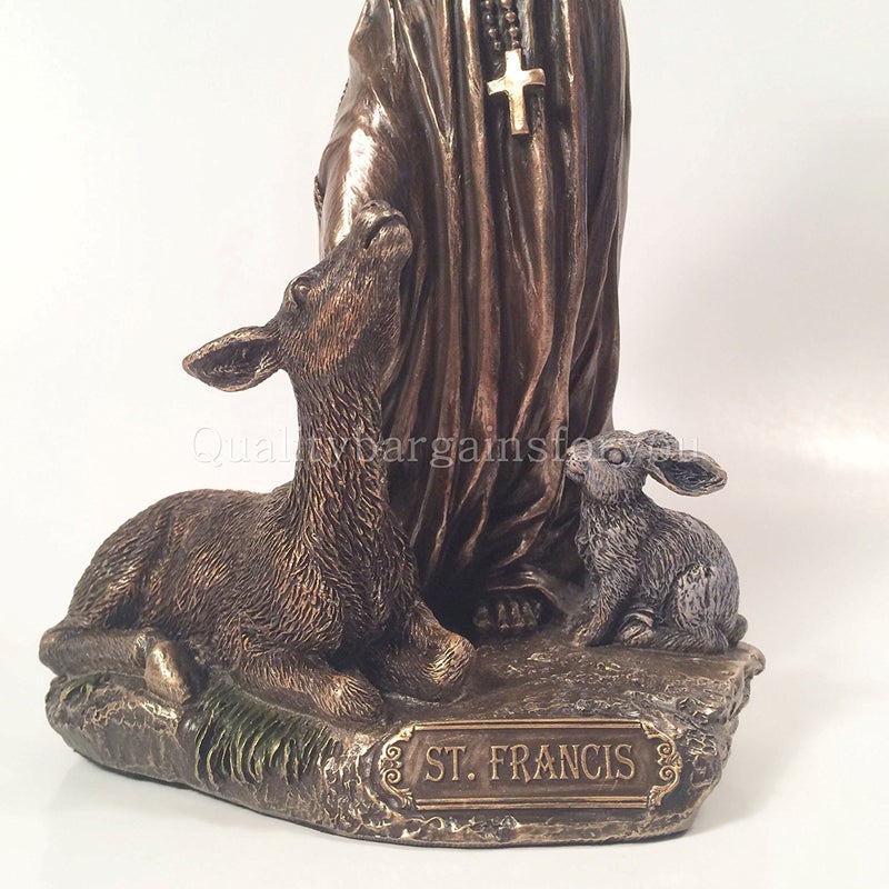 WU Saint Francis of Assisi Statue Sculpture (Cold Cast Bronze) - Image 3